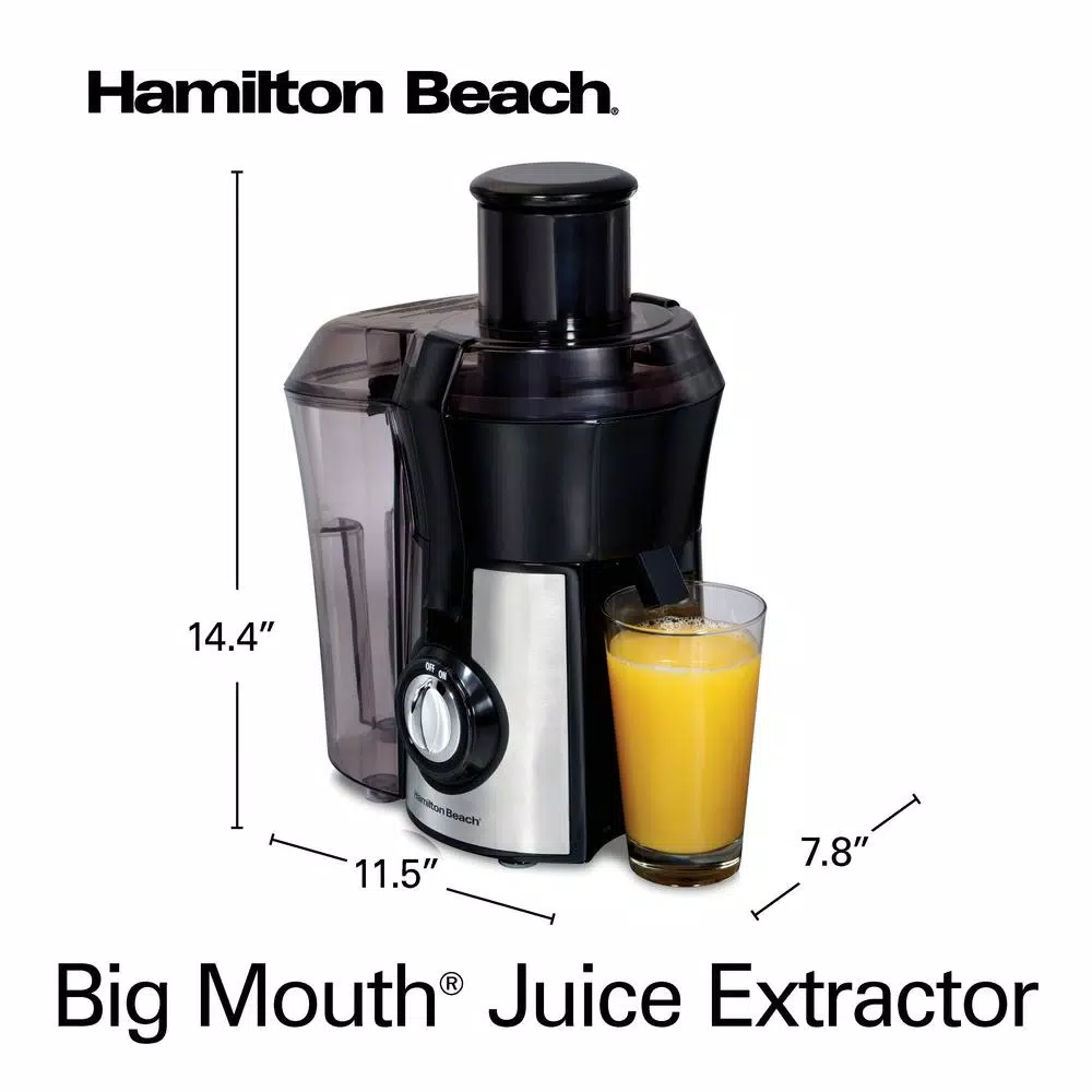 Juicers Hamilton Beach Big Mouth Pro 1 Qt. Black And Stainless Steel Juice Extractor - Image 2