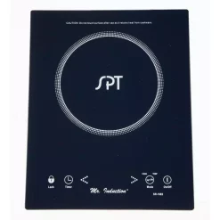 Food Warmers SPT 1650-Watts 8 In. Single Burner Induction Cooker (Black) With 3.5L Induction Ready Stainless Steel Pot W/ Glass Lid