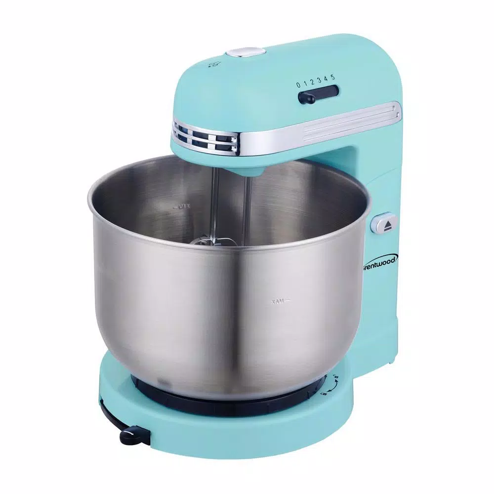 Mixers Brentwood Appliances 3 Qt. 5-Speed Blue With Stainless Steel Mixing Bowl Stand Mixer - Image 3