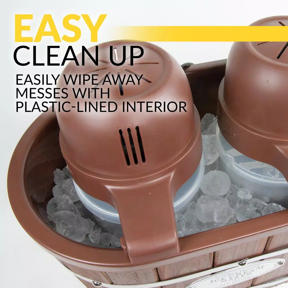 Dessert Makers Nostalgia 4 Qt. In Brown Electric Double Flavor Ice Cream Maker - Image 8