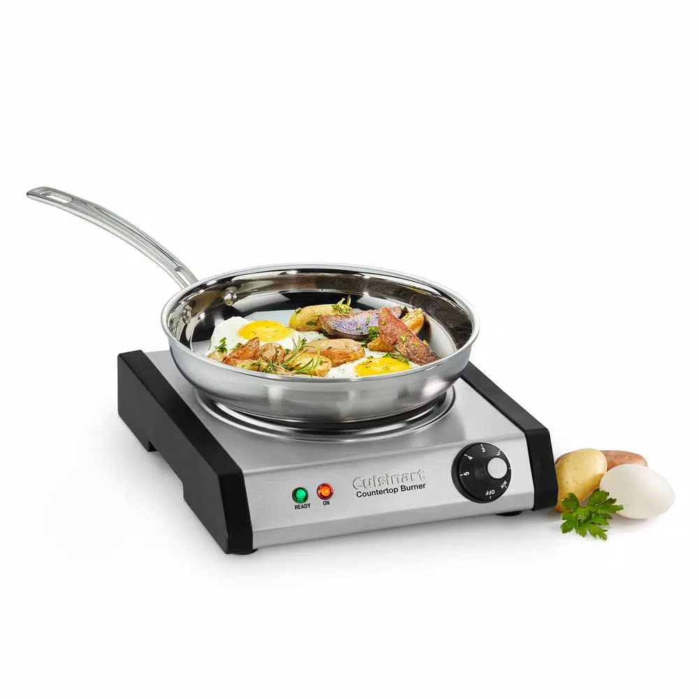 Food Warmers Cuisinart Single Burner 7.5 In. Brushed Stainless Cast Iron Hot Plate With Temperature Control - Image 2