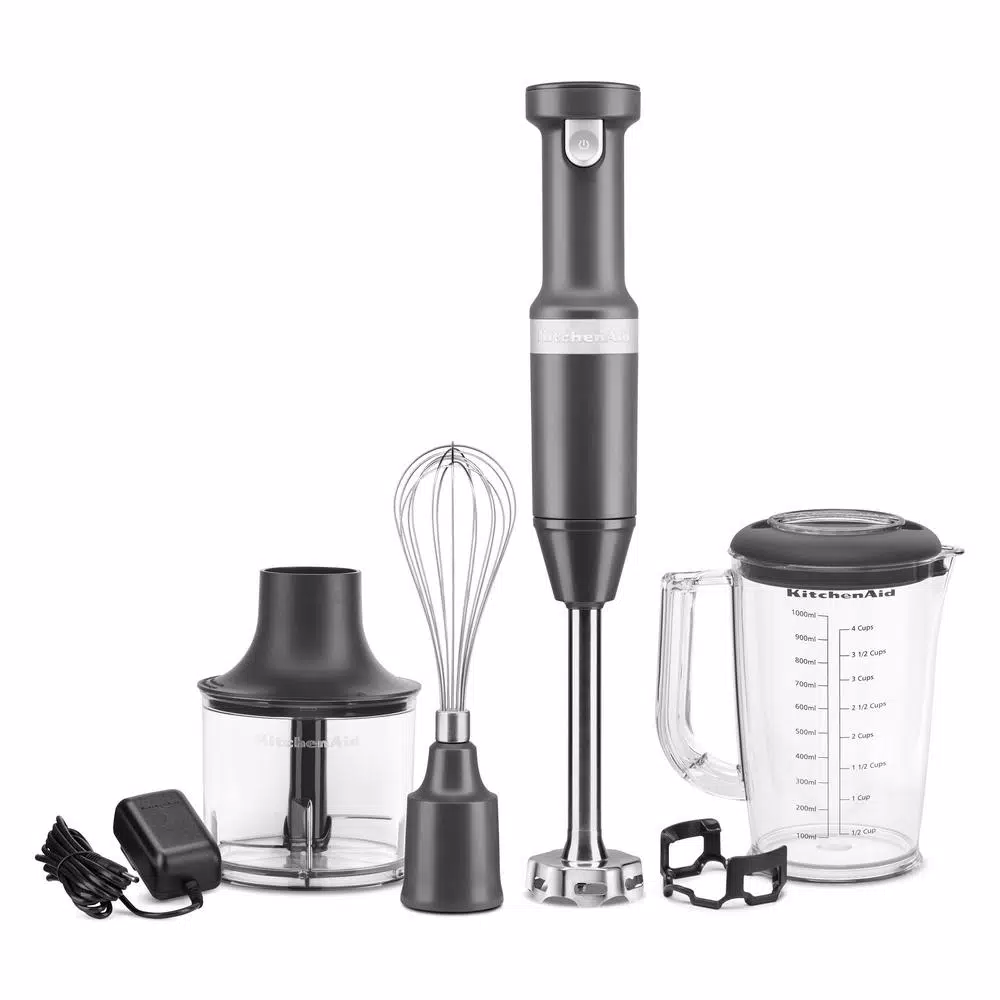 Blenders KitchenAid Cordless Variable Speed Charcoal Grey Hand Blender With Chopper And Whisk Attachment - Image 3
