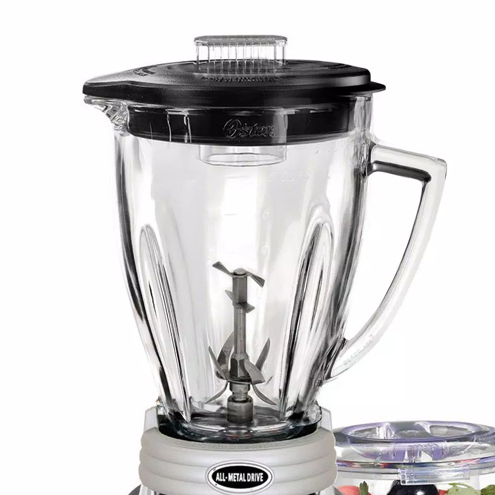 Blenders Oster Whirlwind Heritage Blend 48 Oz. 1000 Plus 2 Speed Blender In Chrome With Food Processor And Glass Blender Jar - Image 2