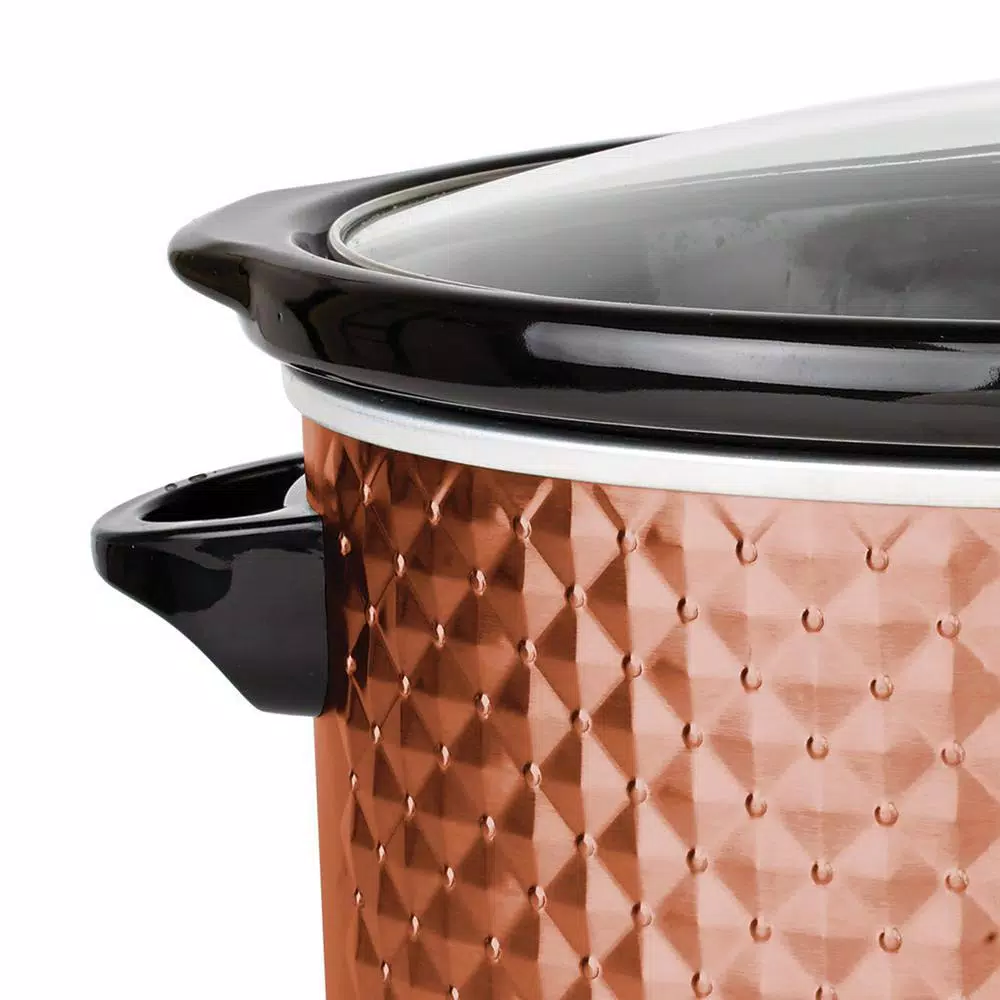 Cookers Brentwood Appliances Diamond 7 Qt. Copper Slow Cooker With Tempered Glass Lid - Image 2