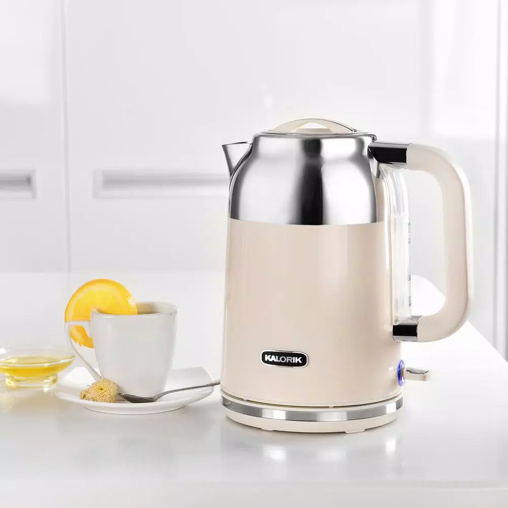 Electric Kettles KALORIK Retro 7-Cup Cream Cordless Electric Kettle - Image 5