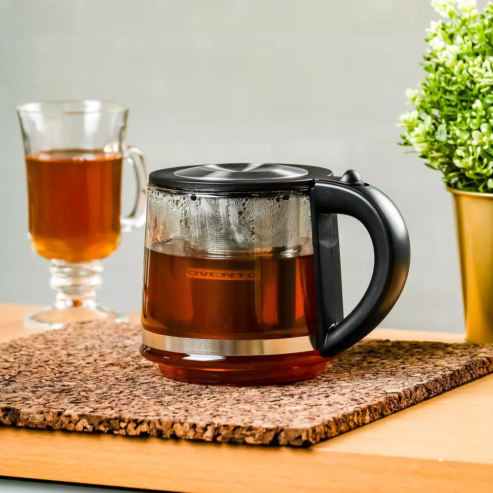 Electric Kettles Ovente 3.4-Cup Black Glass Tea Kettle With Tea Infuser For Loose-Leaf Tea, Compatible With KG612S (FGK27B) - Image 11