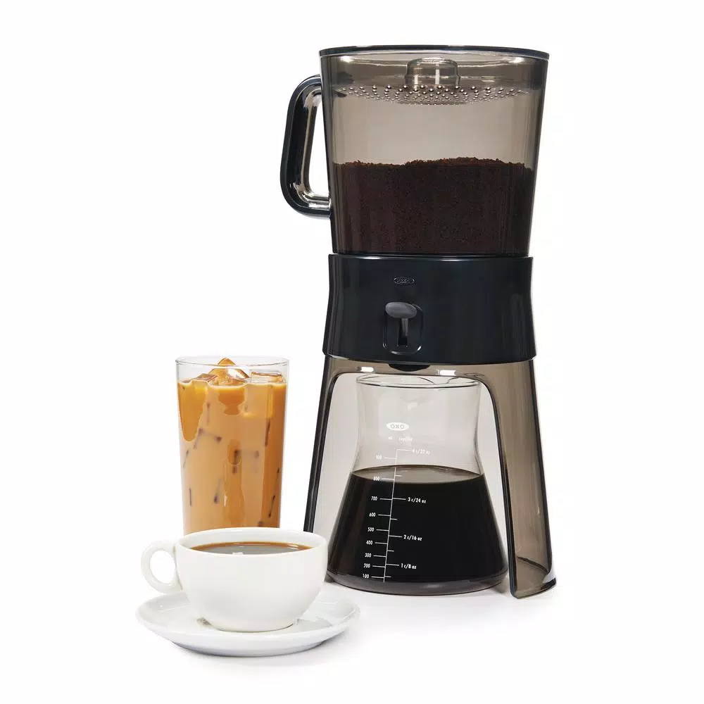 Coffee Makers OXO Good Grips 4-Cup Gray Cold Brew Drip Coffee Maker With Filter - Image 4