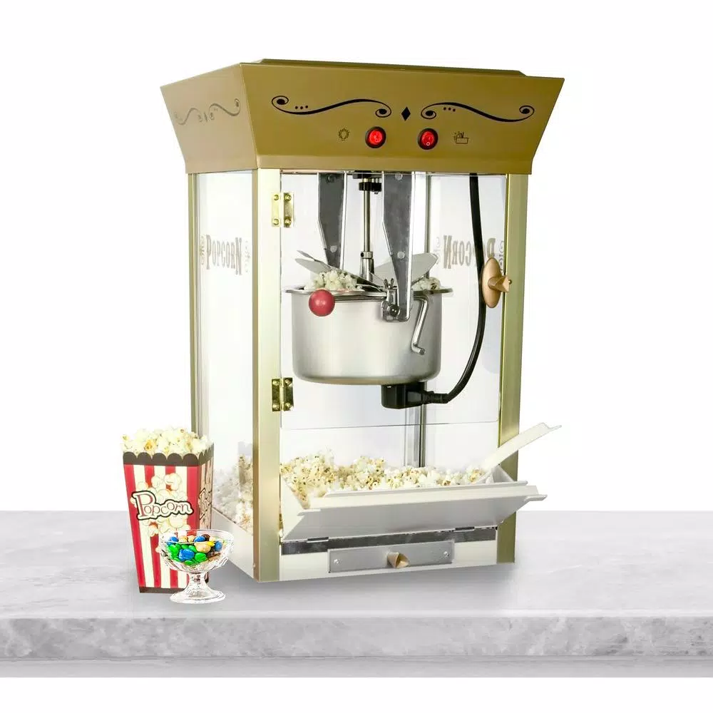 Popcorn Machines Nostalgia 600 W 8 Oz. Ivory Popcorn Machine With Cart And Snack Dispenser - Image 5