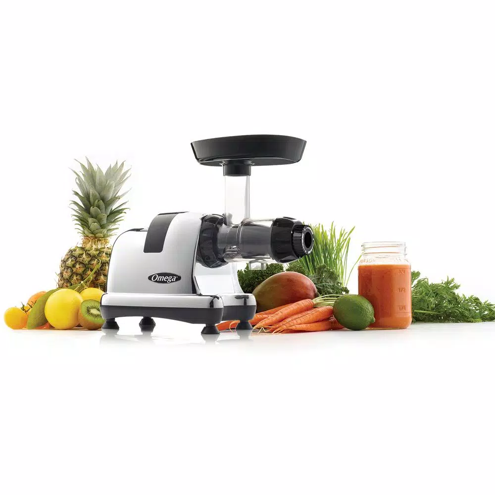 Juicers Omega Horizontal Slow Masticating Nutrition Center Chrome Juicer - Image 6