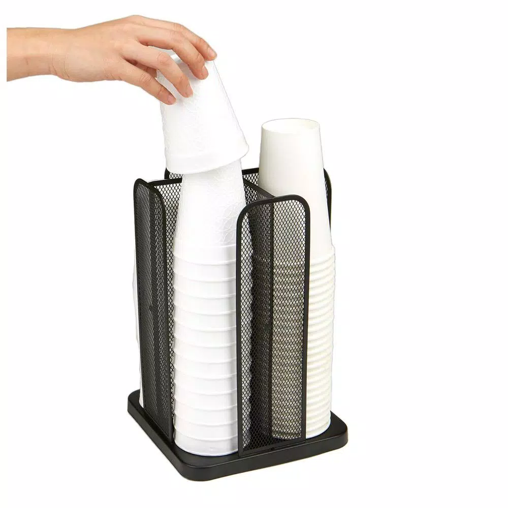 Coffee Makers Mind Reader Cup And Lid Carousel Holder Organizer, Cup Dispenser Black Metal Mesh - Image 5
