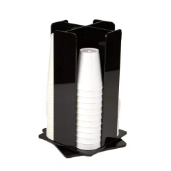 Coffee Makers Mind Reader 4-Compartment Black Acrylic Rotating Cup Dispenser And Lid Dispenser
