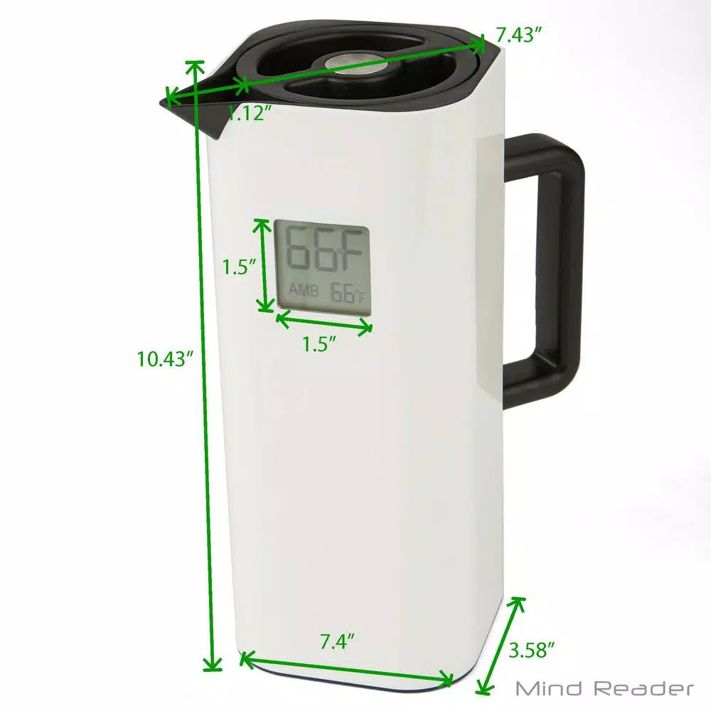 Coffee Makers Mind Reader White 4-Cup Double Wall Thermal Coffee Carafe With Temperature Display - Image 7