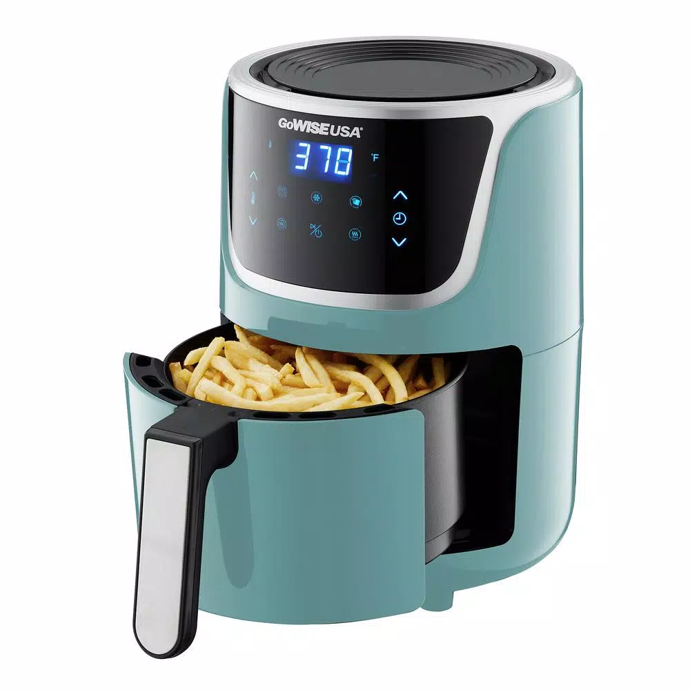 Air Fryers GoWISE USA 1. 7- Qt. , 2.0 Qt. Max Mint/Silver Electric Mini Air Fryer With Digital Touchscreen + Recipe Book - Image 3