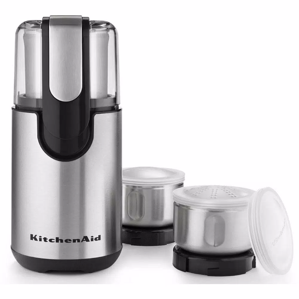 Coffee Makers KitchenAid One-Touch 4 Oz. Onyx Black Blade Coffee Grinder With Shaker Lid And Storage Lid