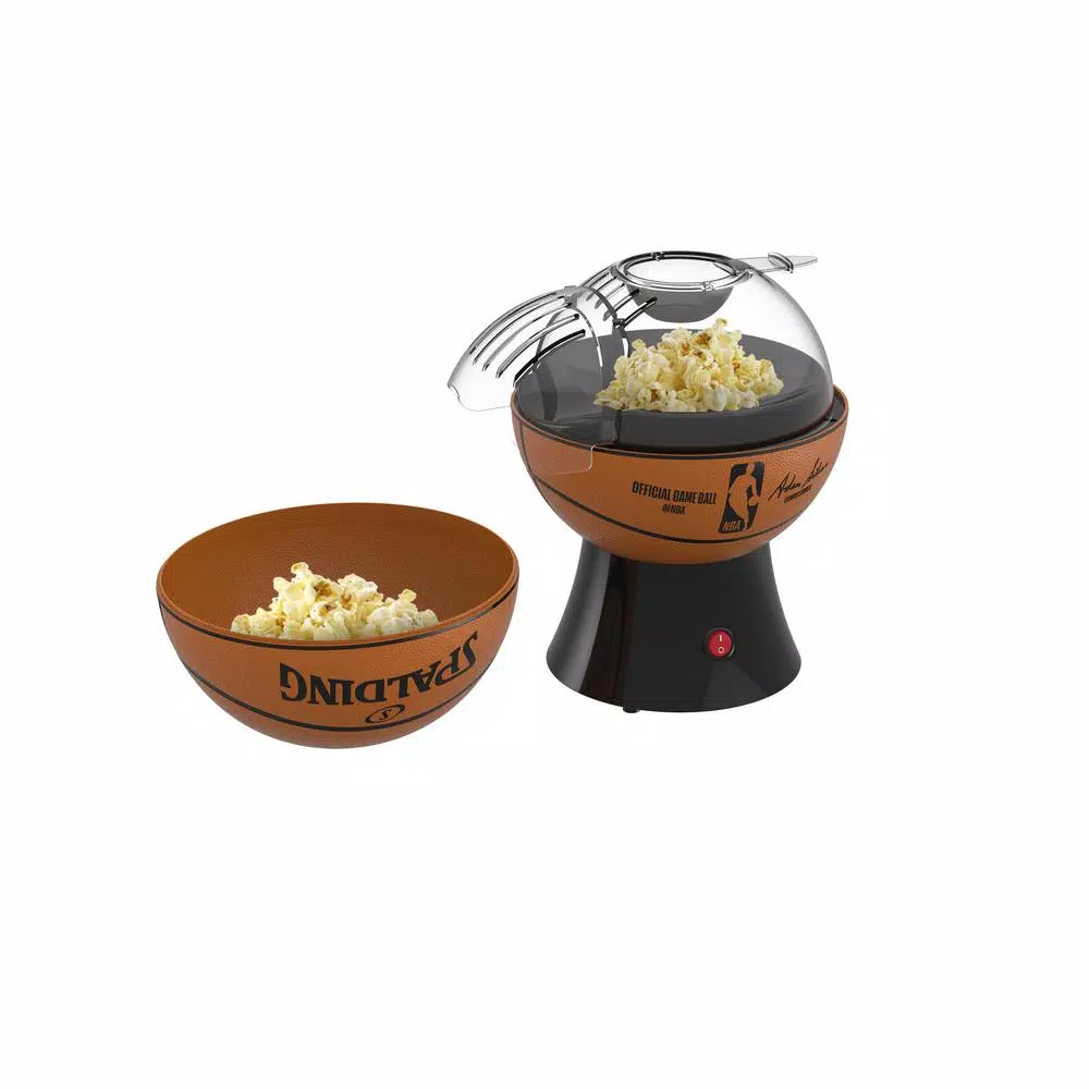 Popcorn Machines Uncanny Brands Kernel Capacity 3 Oz. Orange And Black NBA/Spalding Hot-Air Popcorn Maker - Image 4