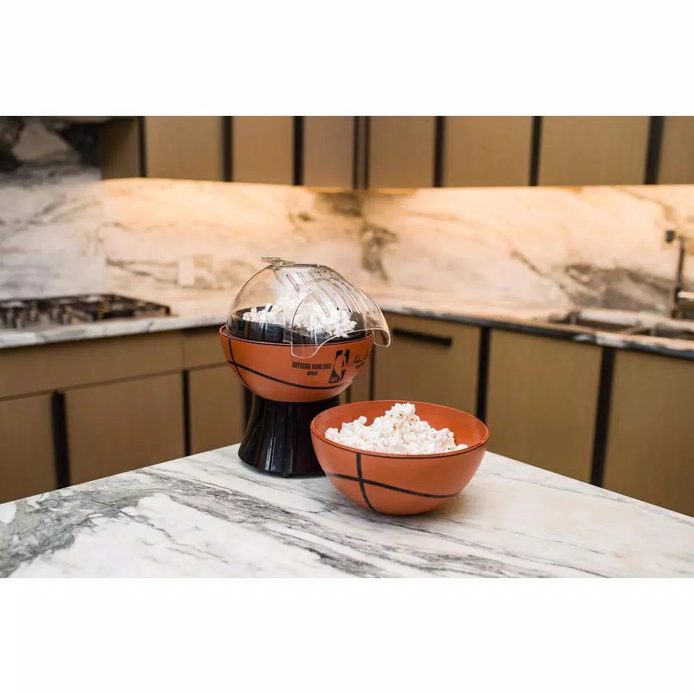 Popcorn Machines Uncanny Brands Kernel Capacity 3 Oz. Orange And Black NBA/Spalding Hot-Air Popcorn Maker - Image 8