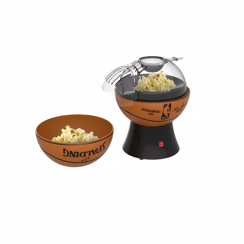 Popcorn Machines Uncanny Brands Kernel Capacity 3 Oz. Orange And Black NBA/Spalding Hot-Air Popcorn Maker - Image 5