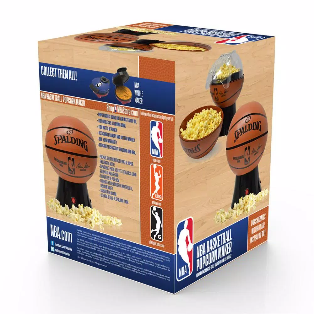 Popcorn Machines Uncanny Brands Kernel Capacity 3 Oz. Orange And Black NBA/Spalding Hot-Air Popcorn Maker - Image 7