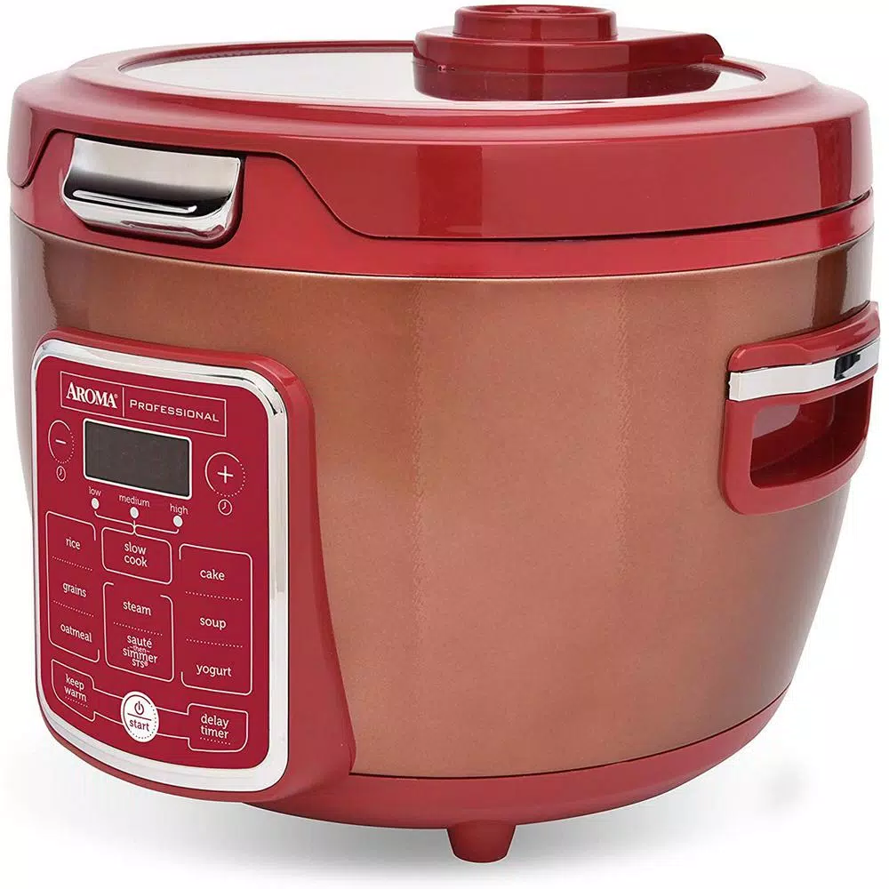 Cookers AROMA 20-Cup Red Rice Cooker With Glass Lid - Image 3