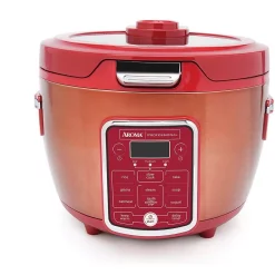 Cookers AROMA 20-Cup Red Rice Cooker With Glass Lid