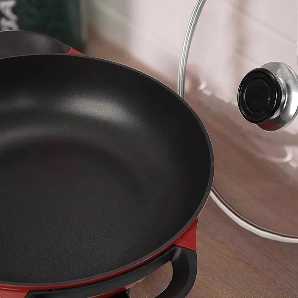 Electric Skillets & Indoor Grills Boyel Living 6.3 In. X 16.9 In. X 13 In. Red 1400-Watt Professional Non-Stick Copper Electric Skillet Jumbo - Image 8