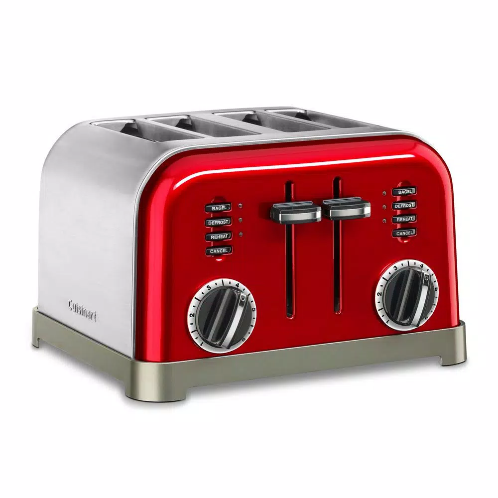 Toasters Cuisinart Classic Series 4-Slice Red Wide Slot Toaster With Crumb Tray - Image 2