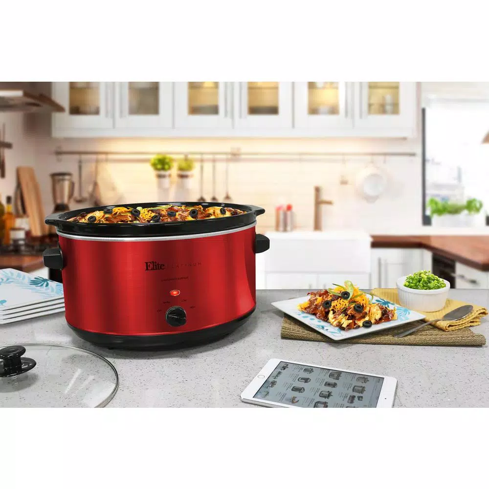 Cookers Elite Platinum 8.5 Qt. Red Slow Cooker - Image 4