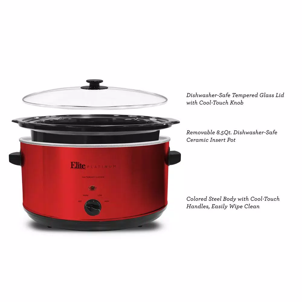 Cookers Elite Platinum 8.5 Qt. Red Slow Cooker - Image 5