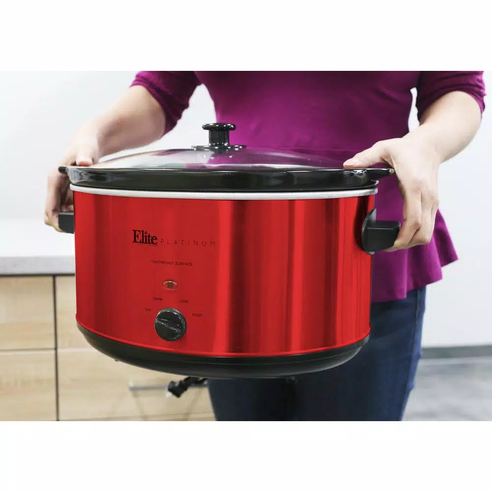 Cookers Elite Platinum 8.5 Qt. Red Slow Cooker - Image 2