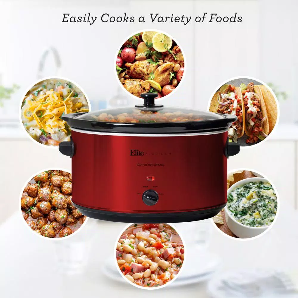 Cookers Elite Platinum 8.5 Qt. Red Slow Cooker - Image 6