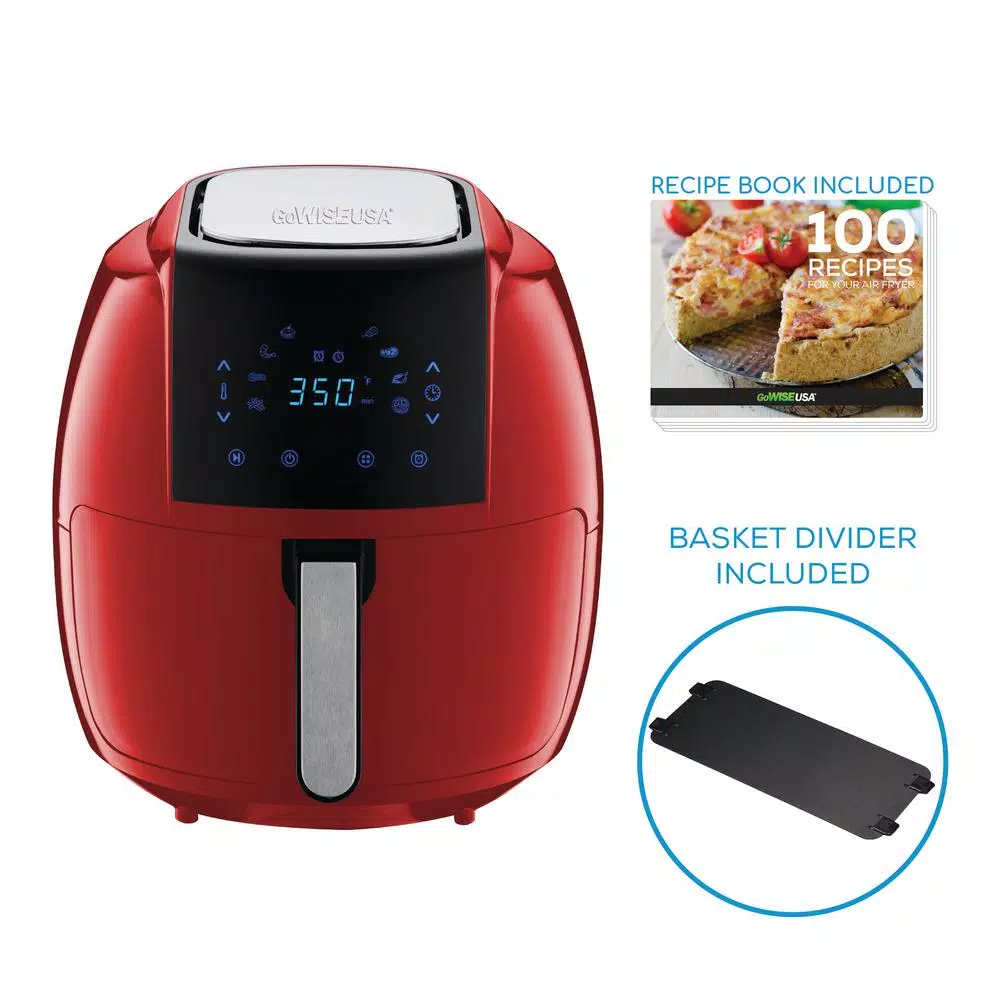 Air Fryers GoWISE USA 8-in-1 7.0 Qt. Red Electric Air Fryer With Recipe Book - Image 2