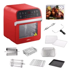 Toasters GoWISE USA 1600 W Red Rotisserie Oven And 12.7 Qt. Electric Air Fryer