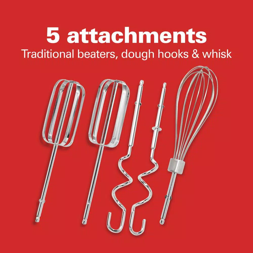 Mixers Hamilton Beach Ensemble 6-Speed Red Hand Mixer With Snap-On Case - Image 5