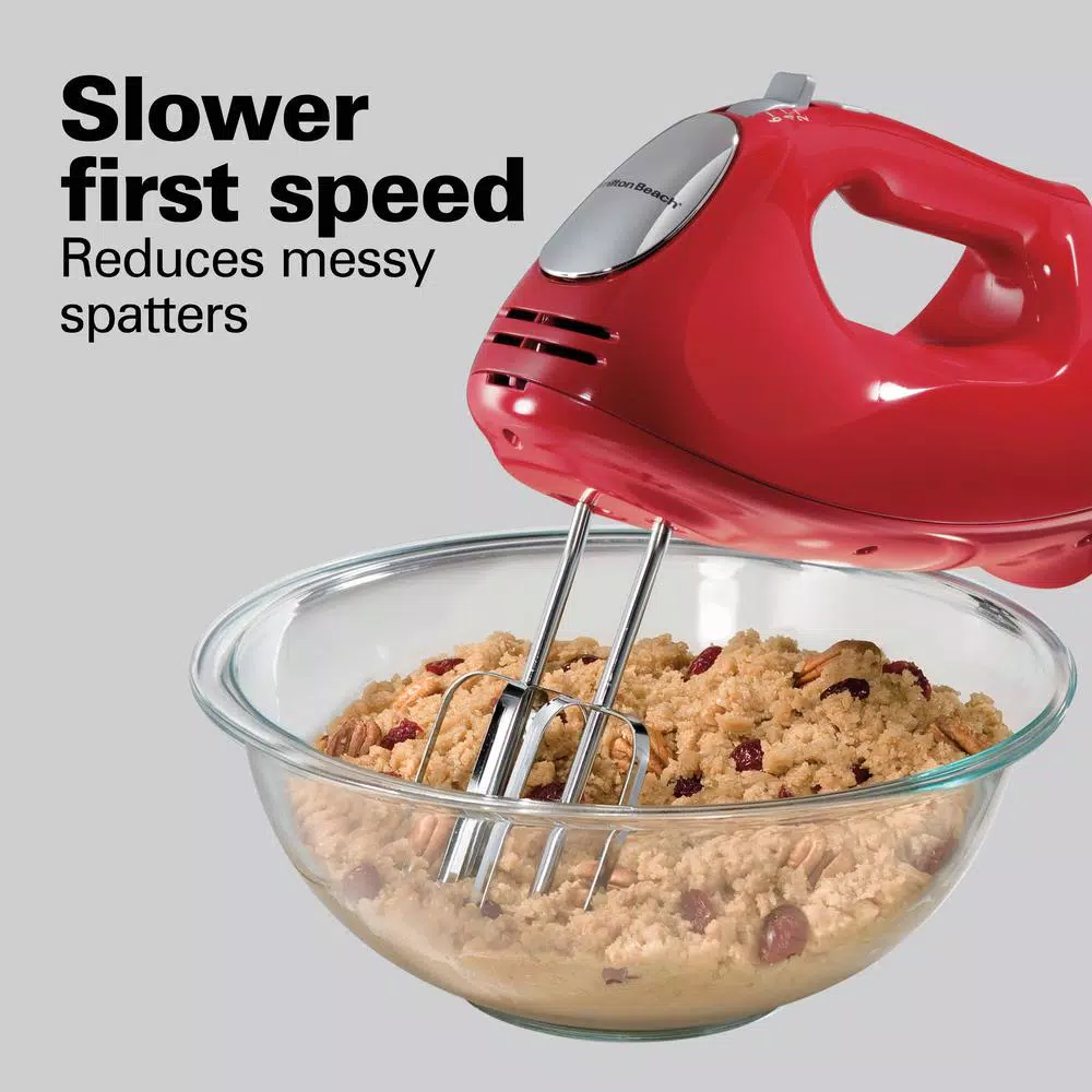 Mixers Hamilton Beach Ensemble 6-Speed Red Hand Mixer With Snap-On Case - Image 9