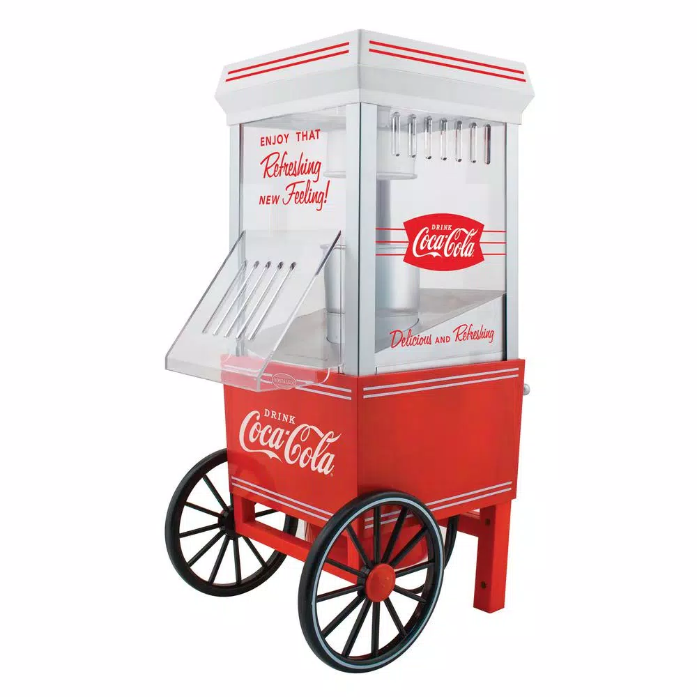 Popcorn Machines Nostalgia Coca-Cola 4 Oz. Red Hot Air Popcorn Machine With Cart