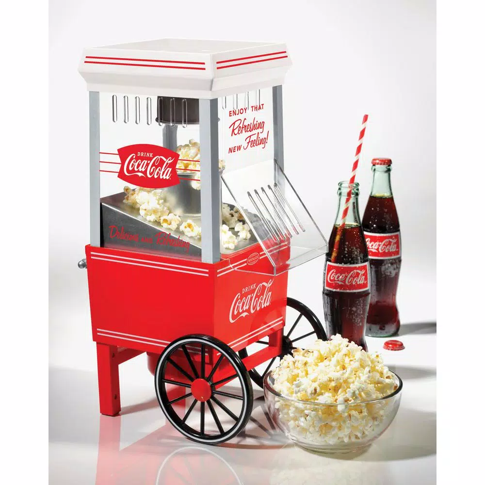 Popcorn Machines Nostalgia Coca-Cola 4 Oz. Red Hot Air Popcorn Machine With Cart - Image 2