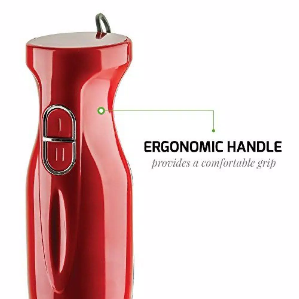 Blenders Ovente Immersion Blender, Stainless Steel Blades, 300W Multipurpose Hand Mixer, 2-Speed Settings, Red (HS560R) - Image 5