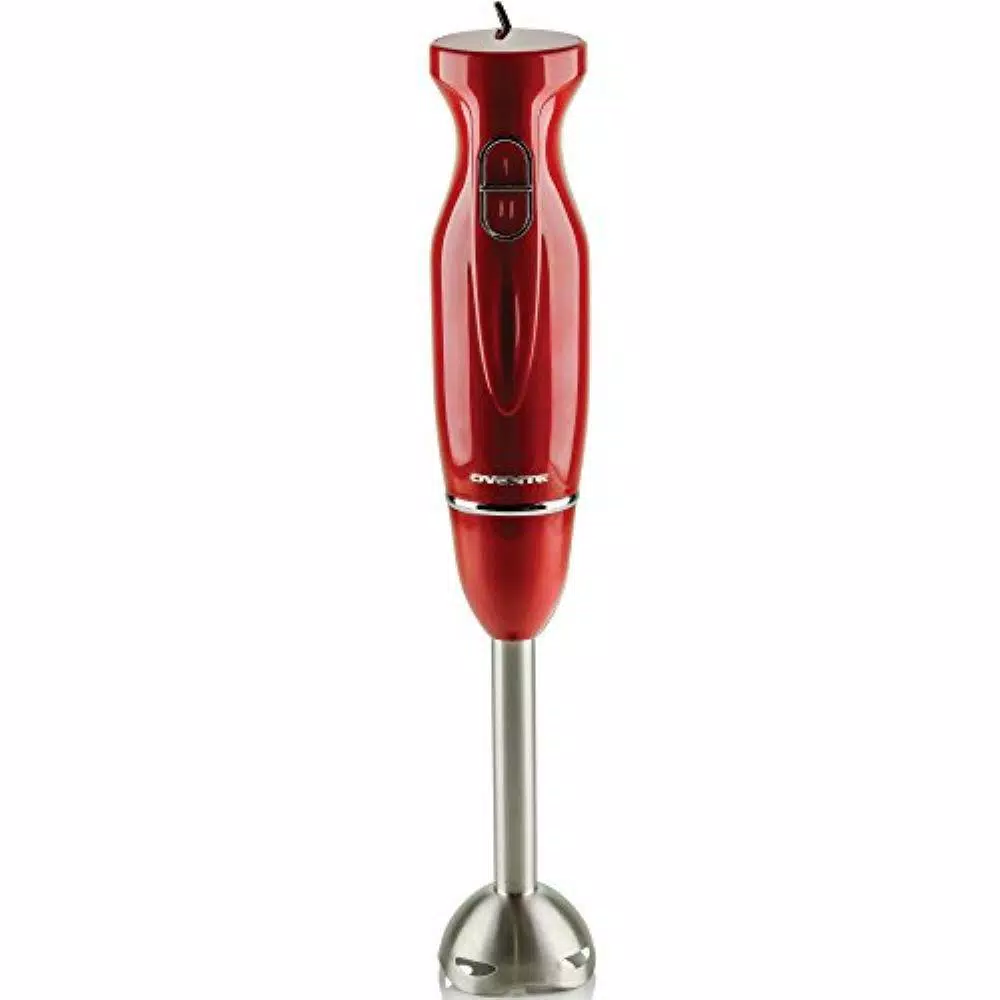Blenders Ovente Immersion Blender, Stainless Steel Blades, 300W Multipurpose Hand Mixer, 2-Speed Settings, Red (HS560R)