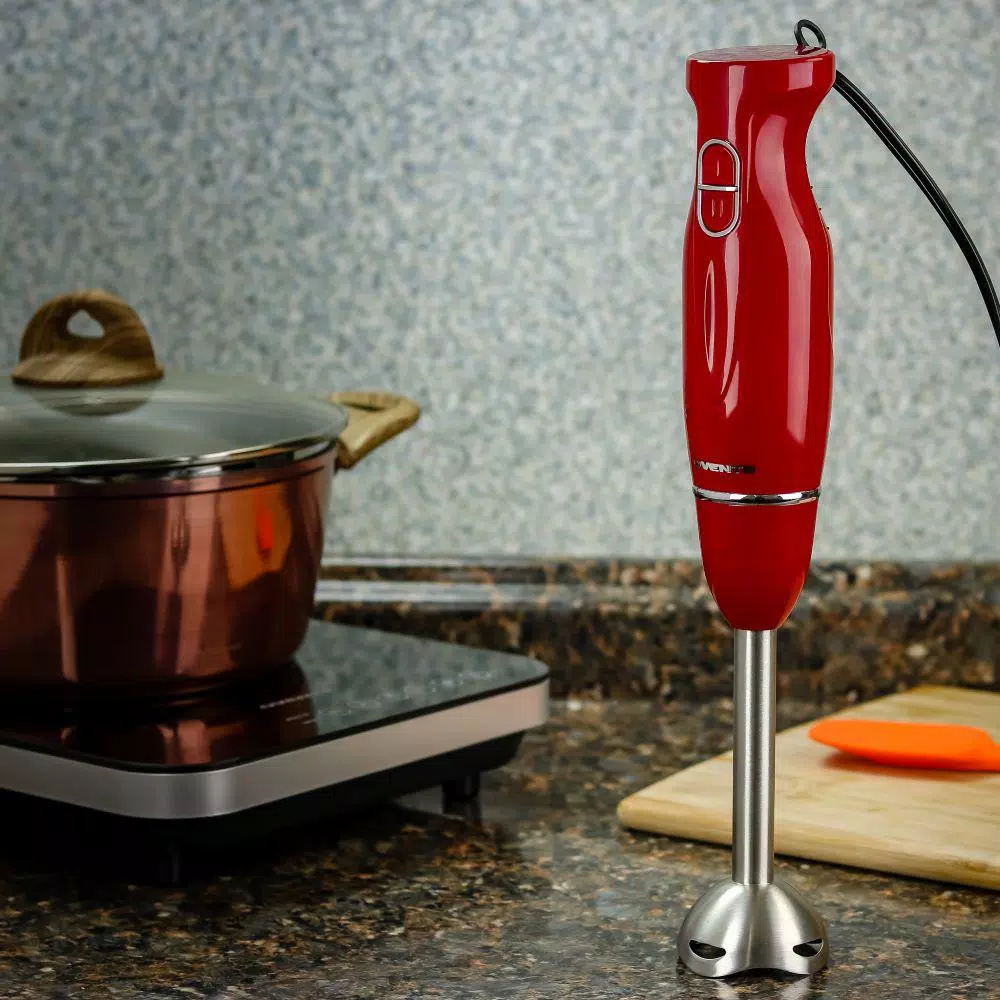 Blenders Ovente Immersion Blender, Stainless Steel Blades, 300W Multipurpose Hand Mixer, 2-Speed Settings, Red (HS560R) - Image 7