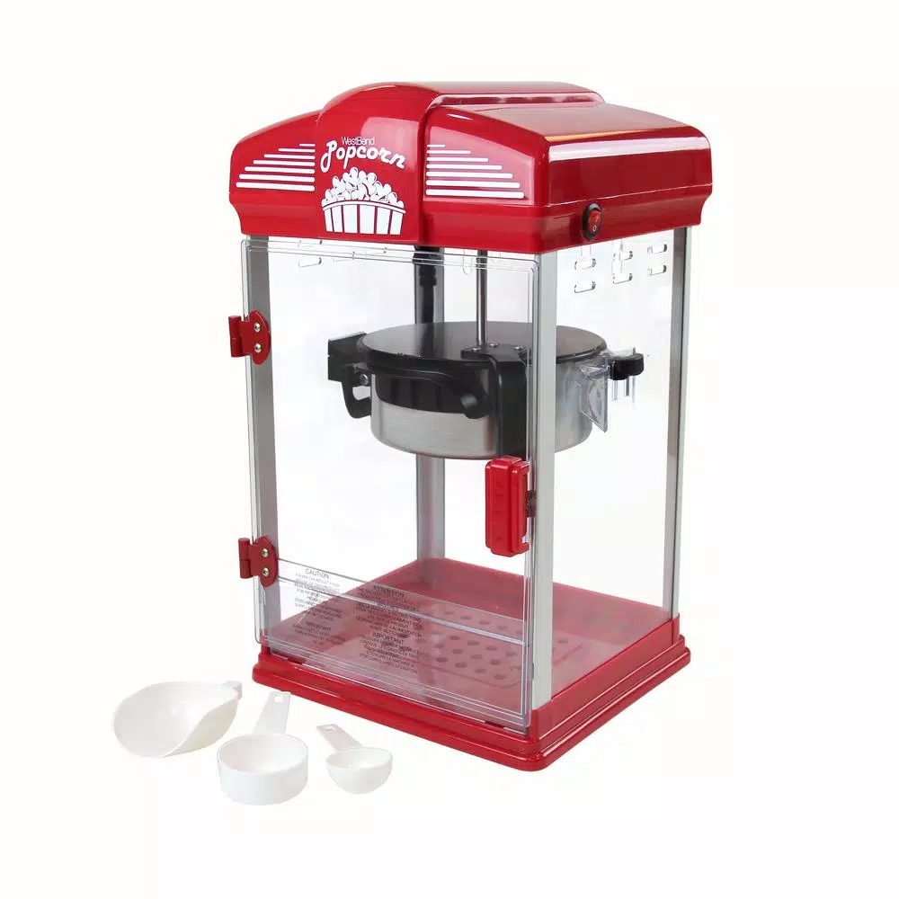 Popcorn Machines West Bend 4-Quart Red Hot Oil Movie Theater Style Popcorn Popper Machine With Nonstick Kettle Includes Measuring Cup And Scoop - Image 5