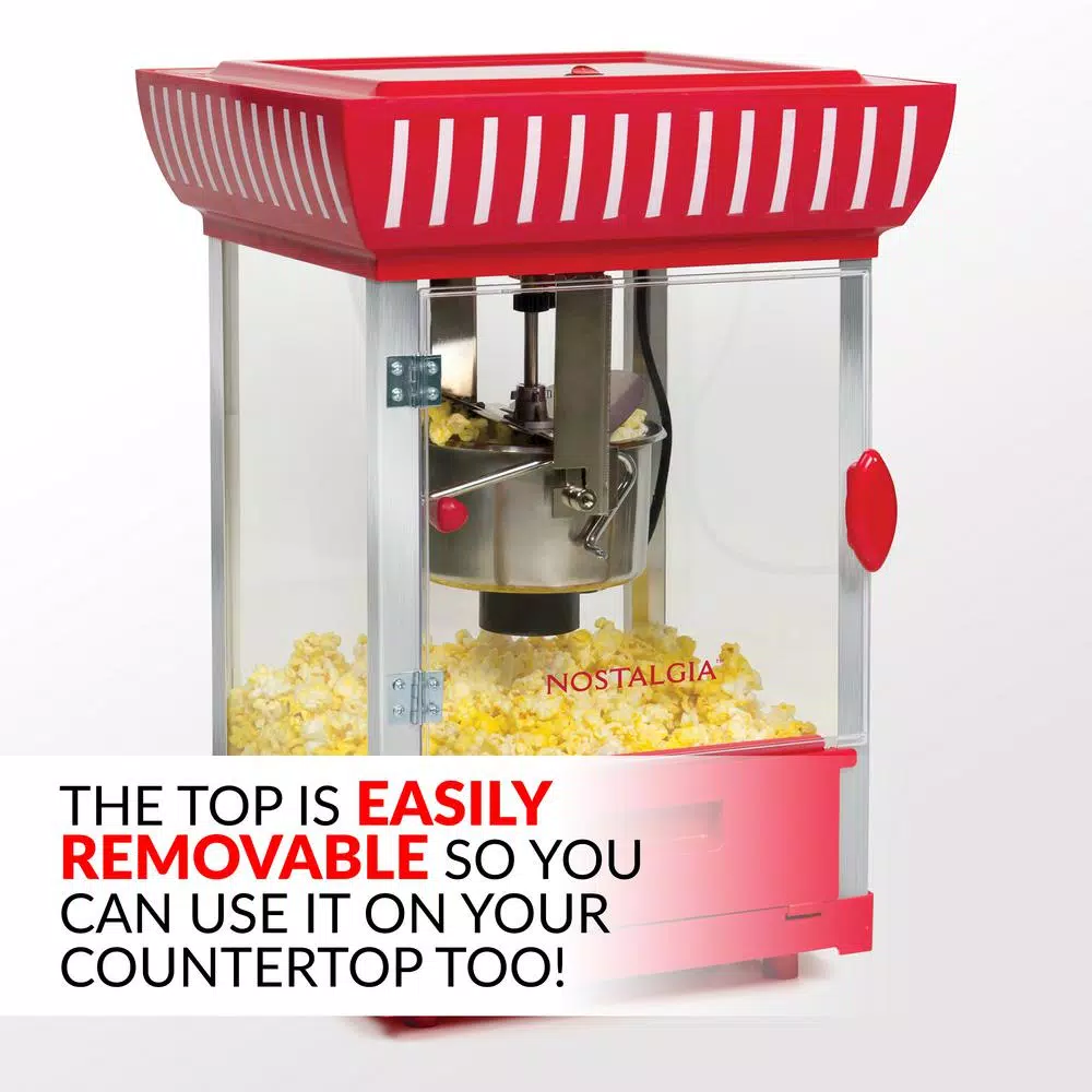 Popcorn Machines Nostalgia 380 W 2.5 Oz. Red Hot Air Popcorn Cart With Easy Mobility - Image 5