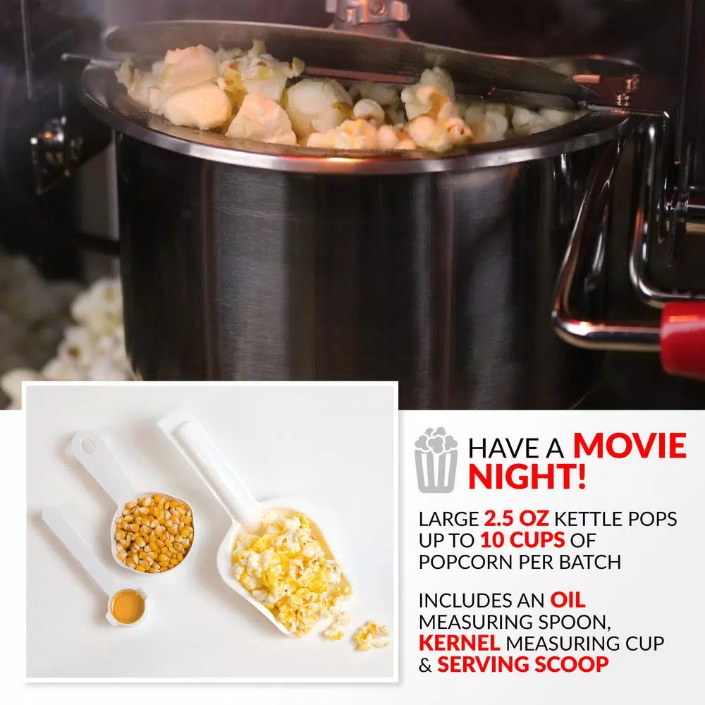 Popcorn Machines Nostalgia 380 W 2.5 Oz. Red Hot Air Popcorn Cart With Easy Mobility - Image 3