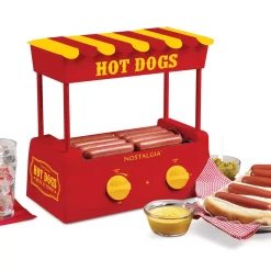 Electric Skillets & Indoor Grills Nostalgia Red 8-Hot Dog Roller And 6-Bun Warmer