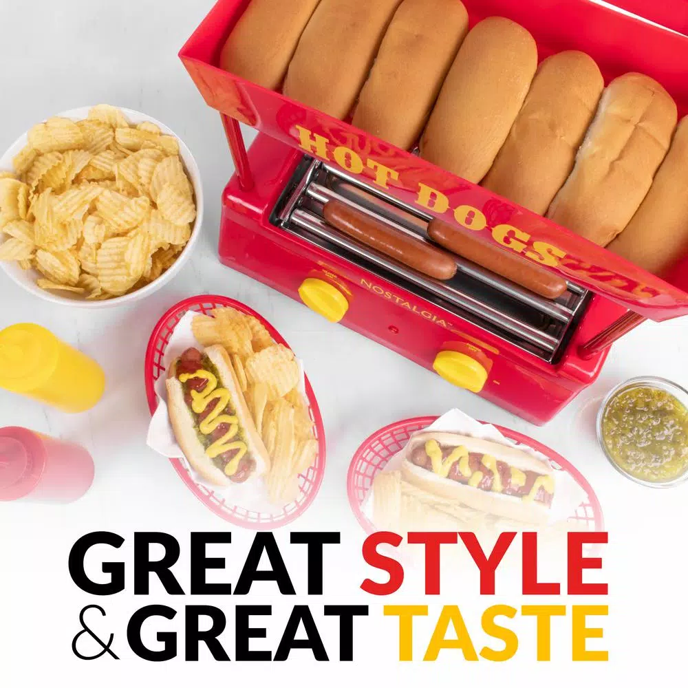 Electric Skillets & Indoor Grills Nostalgia Red 8-Hot Dog Roller And 6-Bun Warmer - Image 2