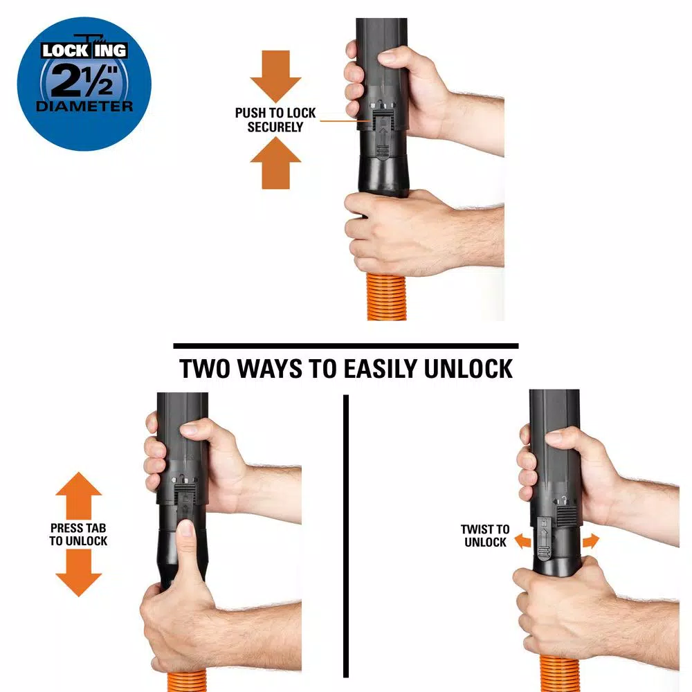 Vacuum Parts RIDGID 1-7/8 In. X 10 Ft. Pro-Grade Locking Vacuum Hose Kit For RIDGID Wet/Dry Shop Vacuums - Image 4