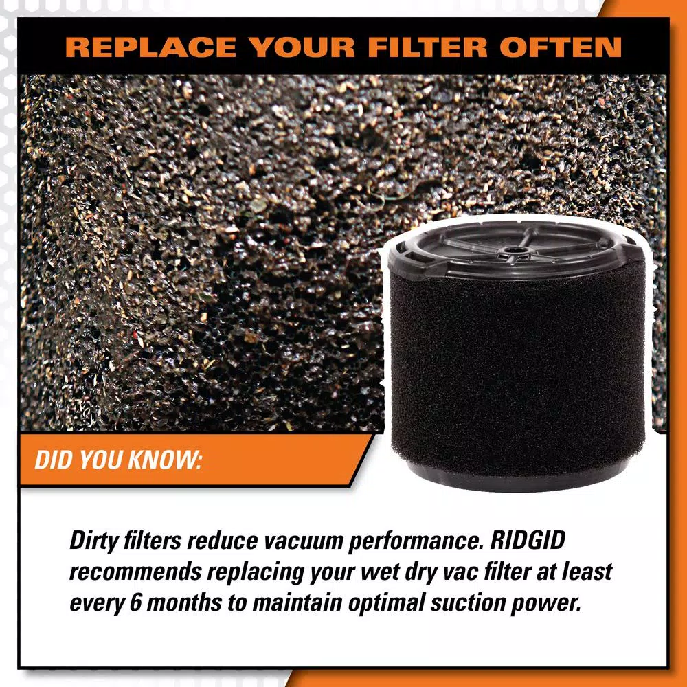 Vacuum Parts RIDGID Standard Pleated Paper Filter And Wet Application Foam Filter For 3 To 4.5 Gal. RIDGID Wet/Dry Shop Vacuums - Image 13