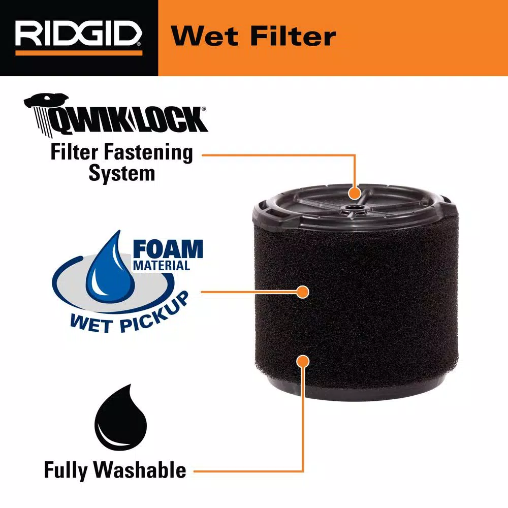 Vacuum Parts RIDGID Standard Pleated Paper Filter And Wet Application Foam Filter For 3 To 4.5 Gal. RIDGID Wet/Dry Shop Vacuums - Image 7