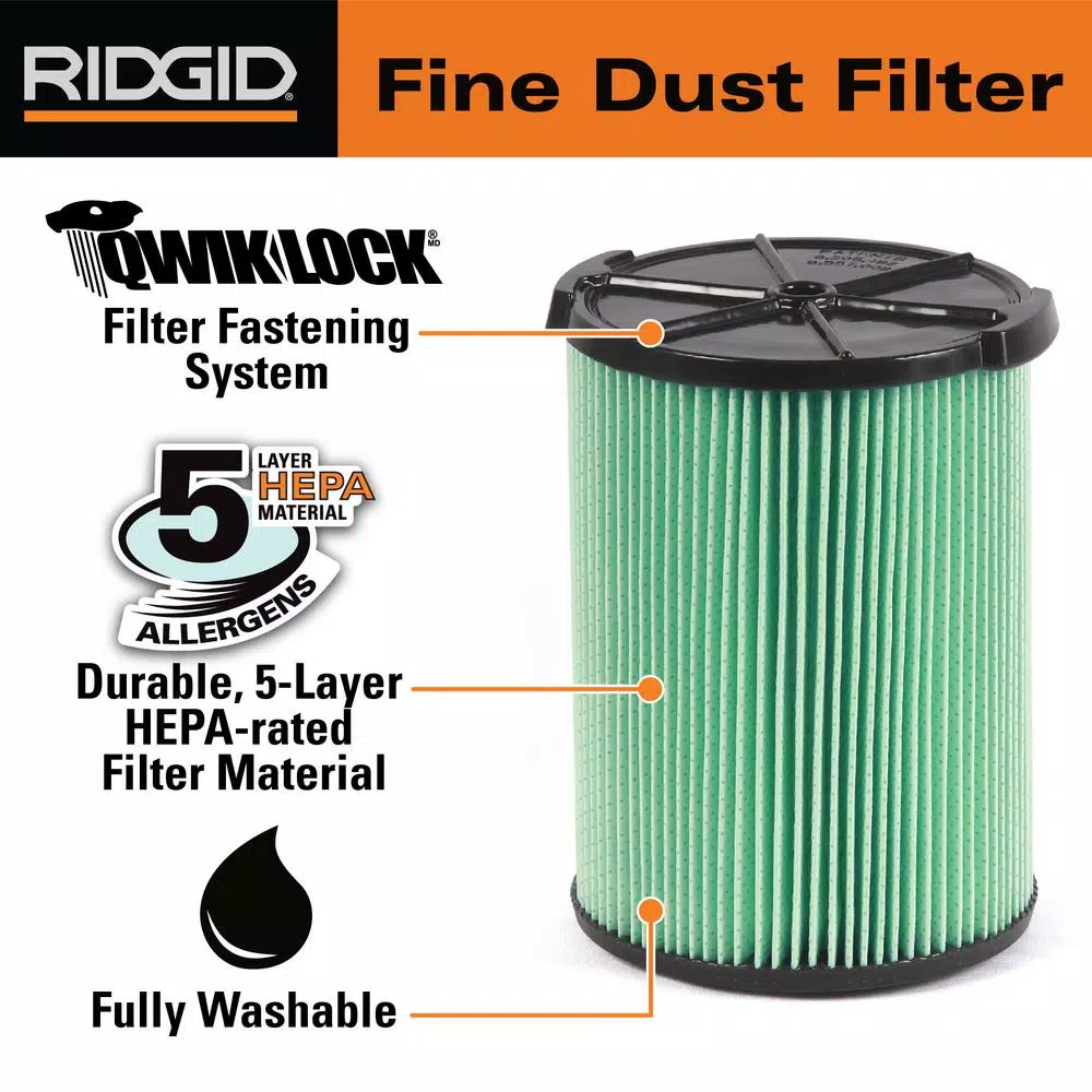 Vacuum Parts RIDGID OSHA Compatible Kit With HEPA Level Filtration And Cyclonic Dust Bags For Select 12 -16 Gal. Wet/Dry Shop Vacuums - Image 6