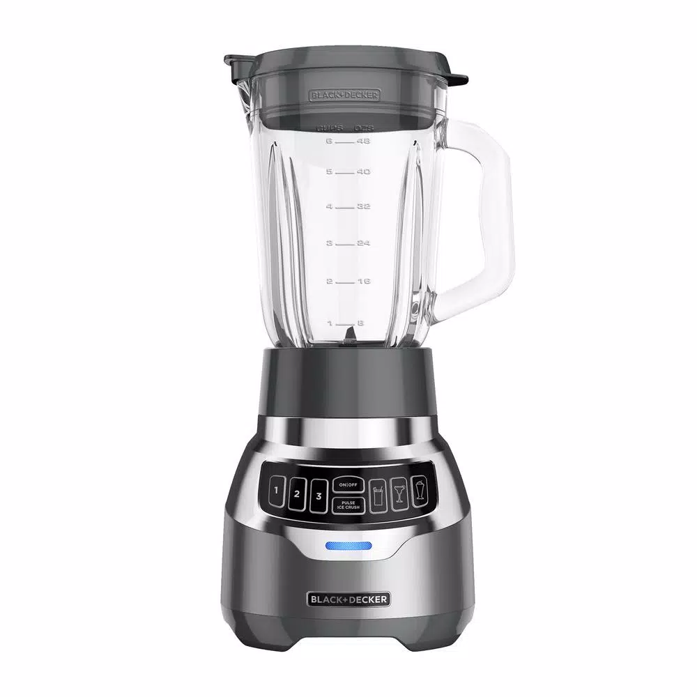 Blenders BLACK+DECKER PowerCrush 48 Oz. 3-Speed Silver Digital Blender With Travel Cup