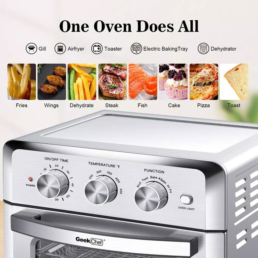 Air Fryers Boyel Living 19 Qt. Silver Stainless Steel Air Fryer Toaster Oven With Roast, Bake, Broil, Reheat, Accessories & Recipes Included - Image 4